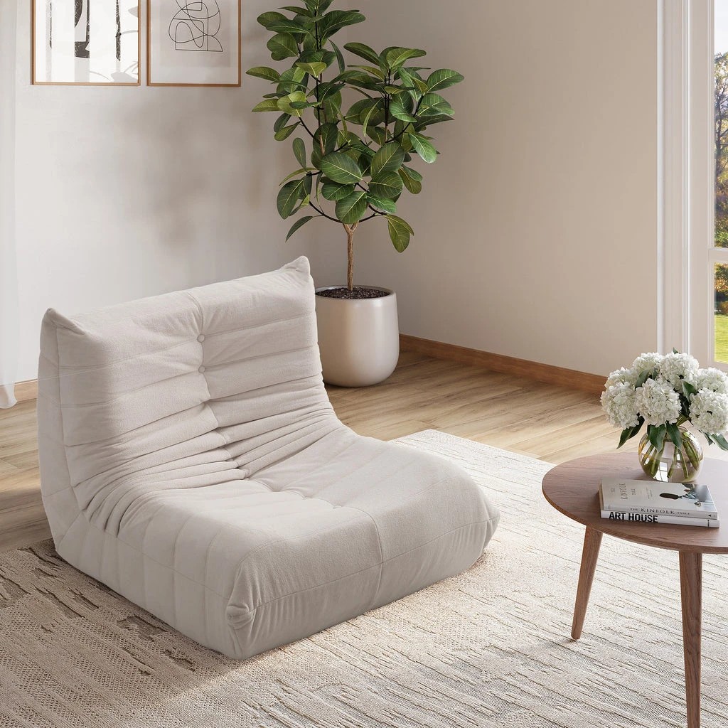 5 Zzz Atelier Caterpillar Floor Lounger Chair Foam Sofa - Beige, 5 of 6
