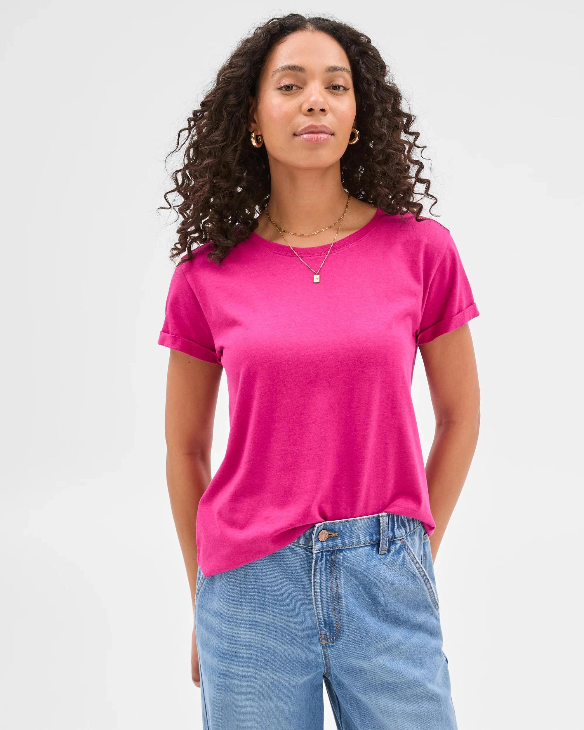 2 Target Cotton/Modal Relaxed Crew T-Shirt MAGENTA, 2 of 5