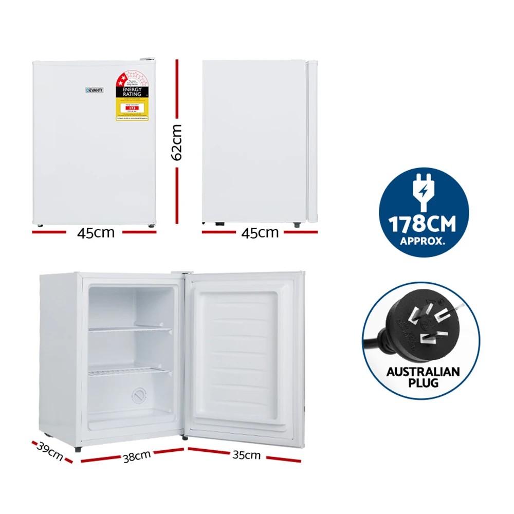 2 Devanti 42L Upright Freezer Fridge - White, 2 of 6