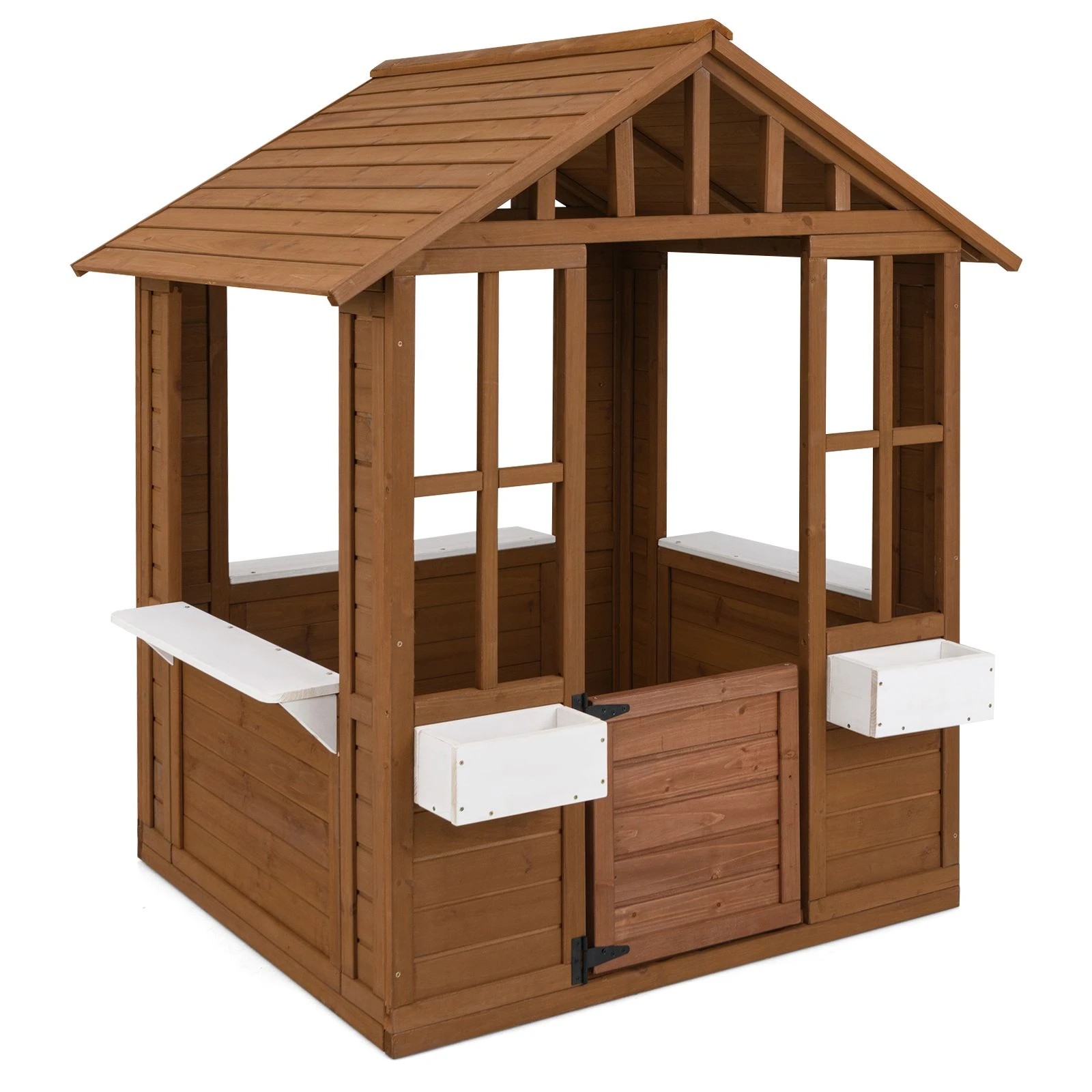 1 Costway Outdoor Cubby House Wood Playhouse Adventure Cottage, 1 of 1