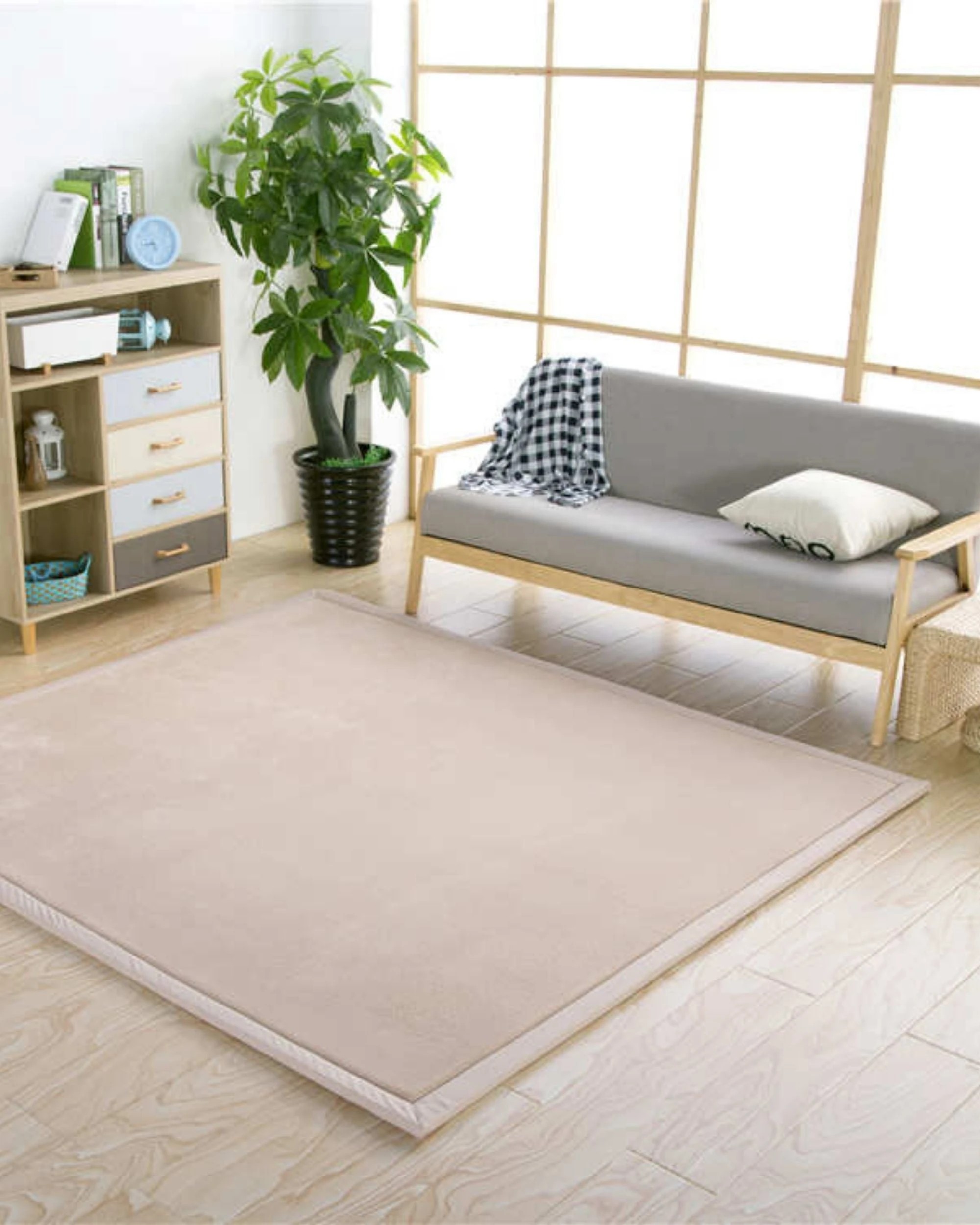 2 Kitchee Foam Floor Mat 200x200cm - Padded Thick Soft Tatami Style Rug Cream, 2 of 4