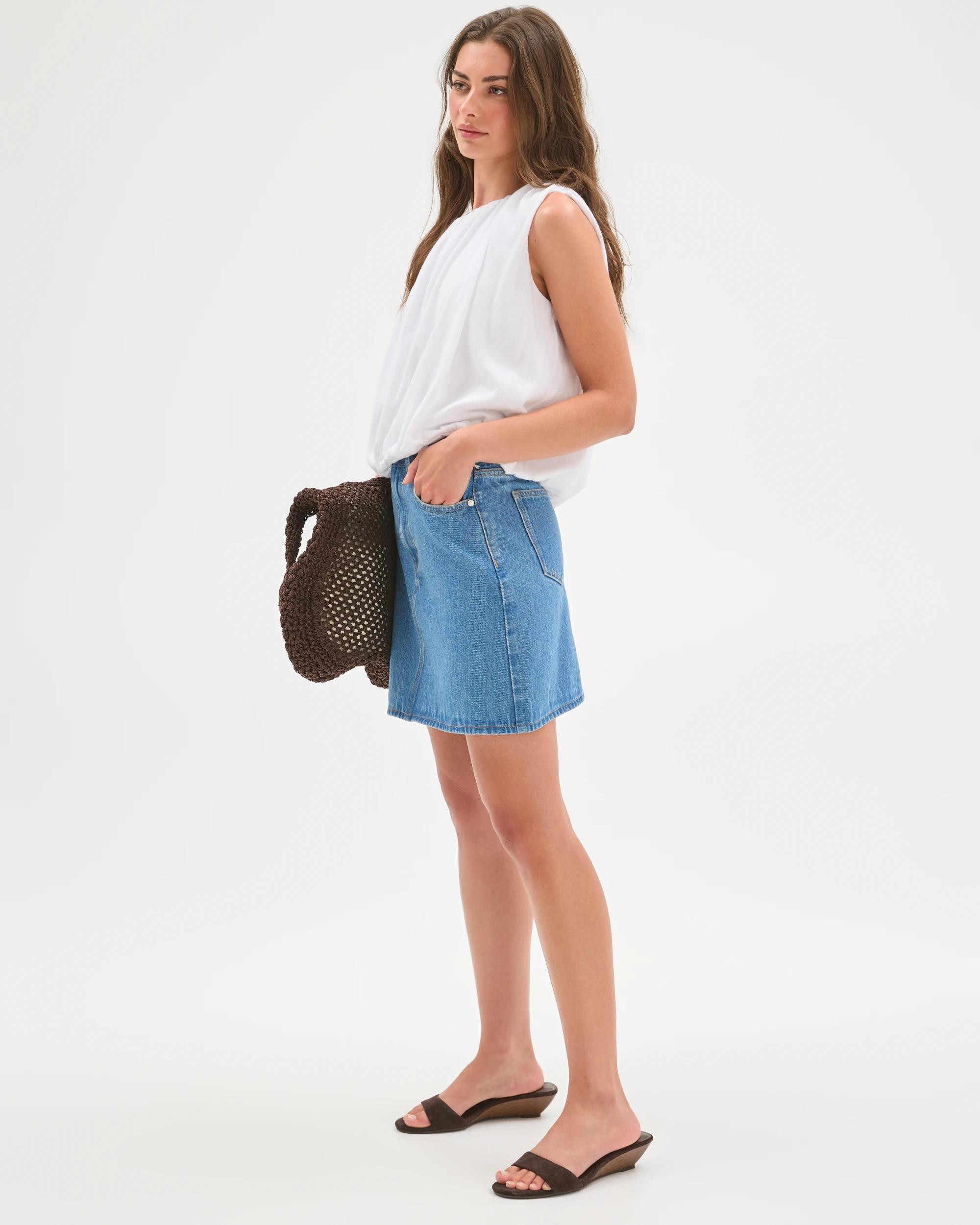 6 Target Petites Denim Mini Skirt MID INDIGO, 6 of 7