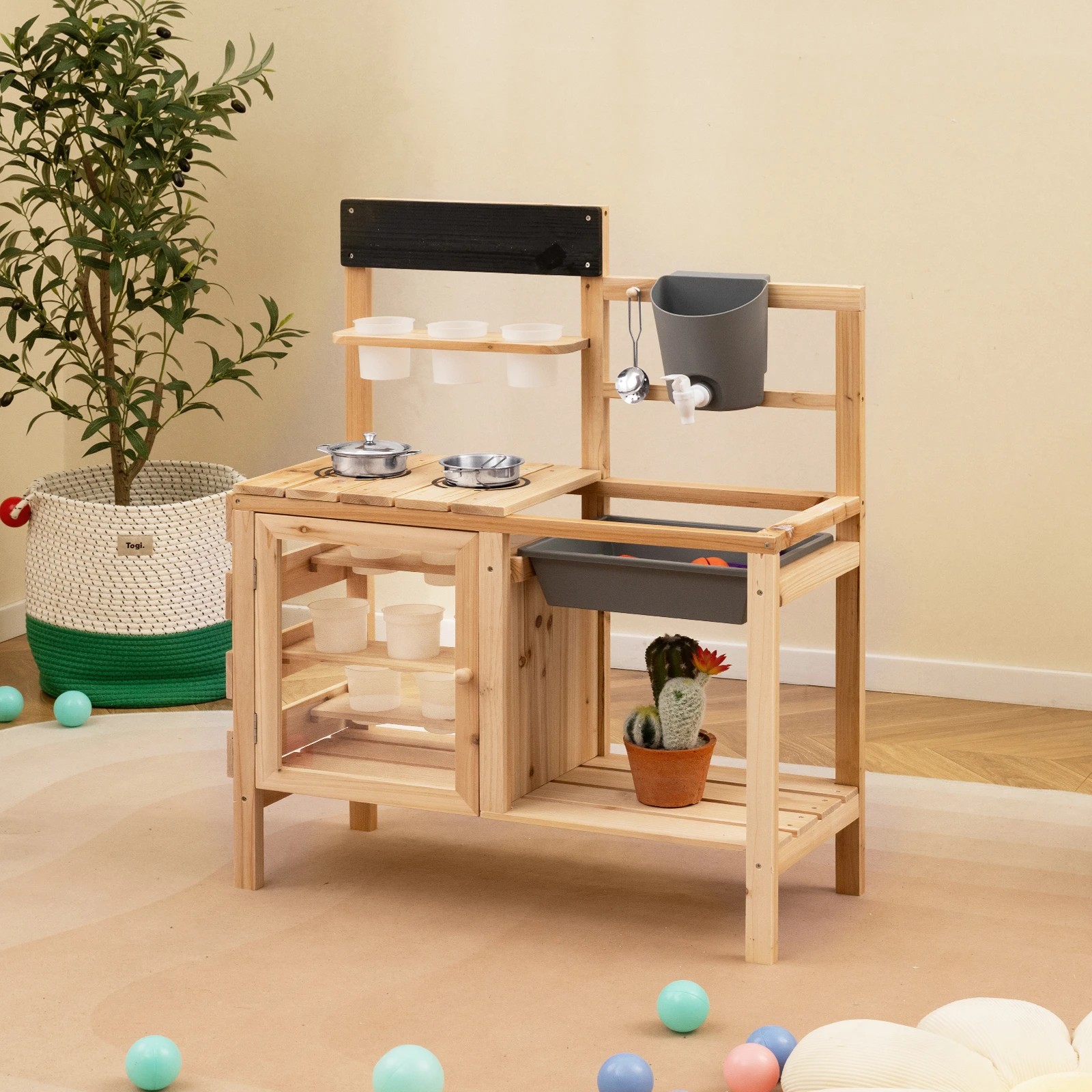 5 Costway Mud Kitchen Playset Pretend Play Cooking Toy, 5 of 6
