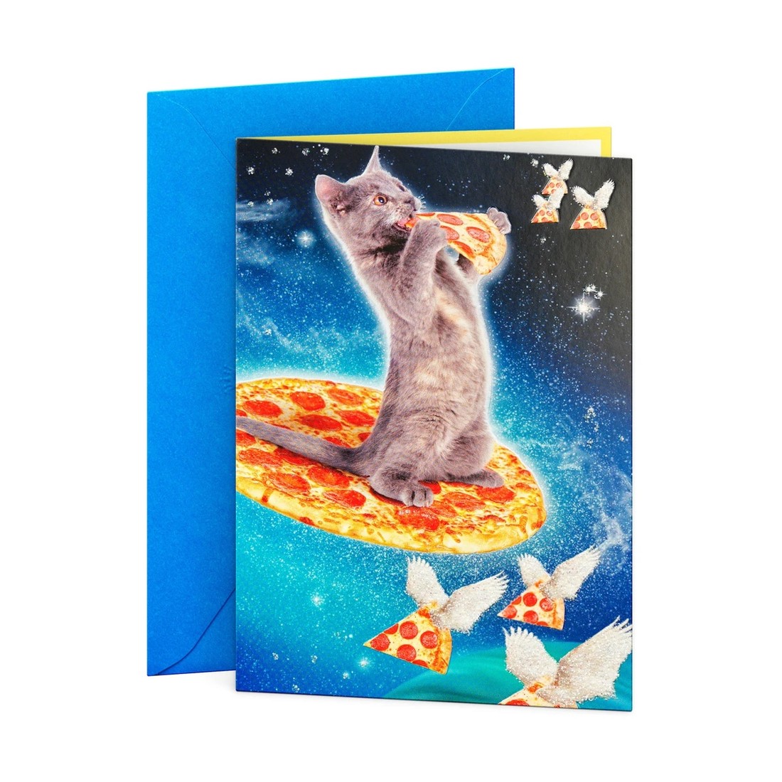 1 Hallmark Birthday Card - Space Cat Pizza, 1 of 3