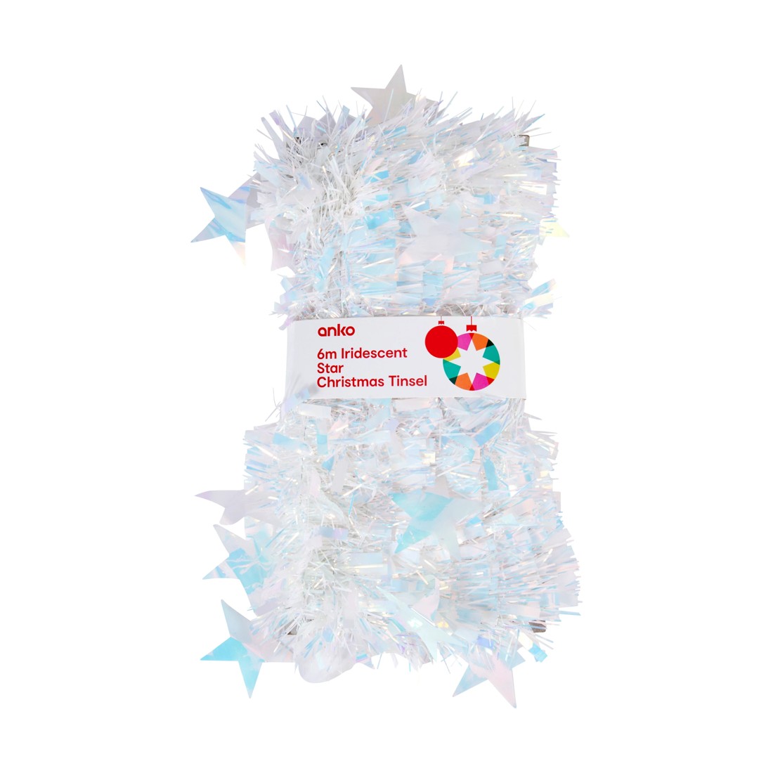 1 6m Iridescent Star Christmas Tinsel, 1 of 3