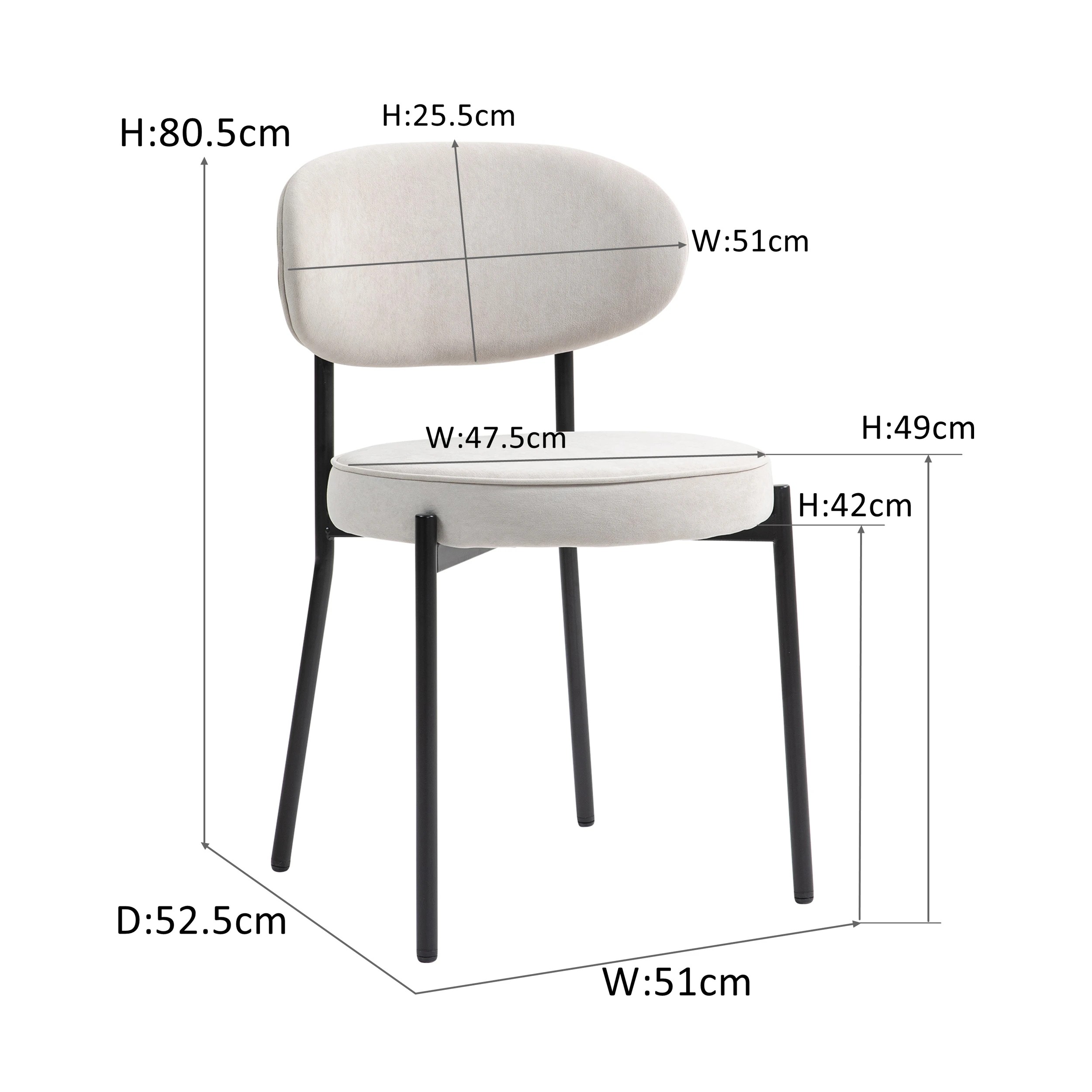10 IHOMDEC Round Dining Chair Set of 2 - Grey - Grey, 10 of 10