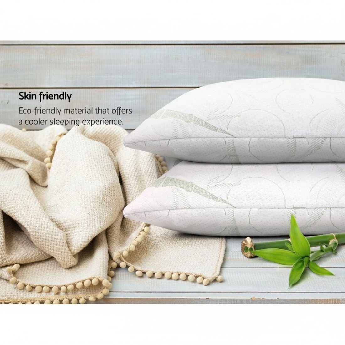 3 Giselle Bedding Memory Foam Pillow Bamboo Twin Pack - White, 3 of 7