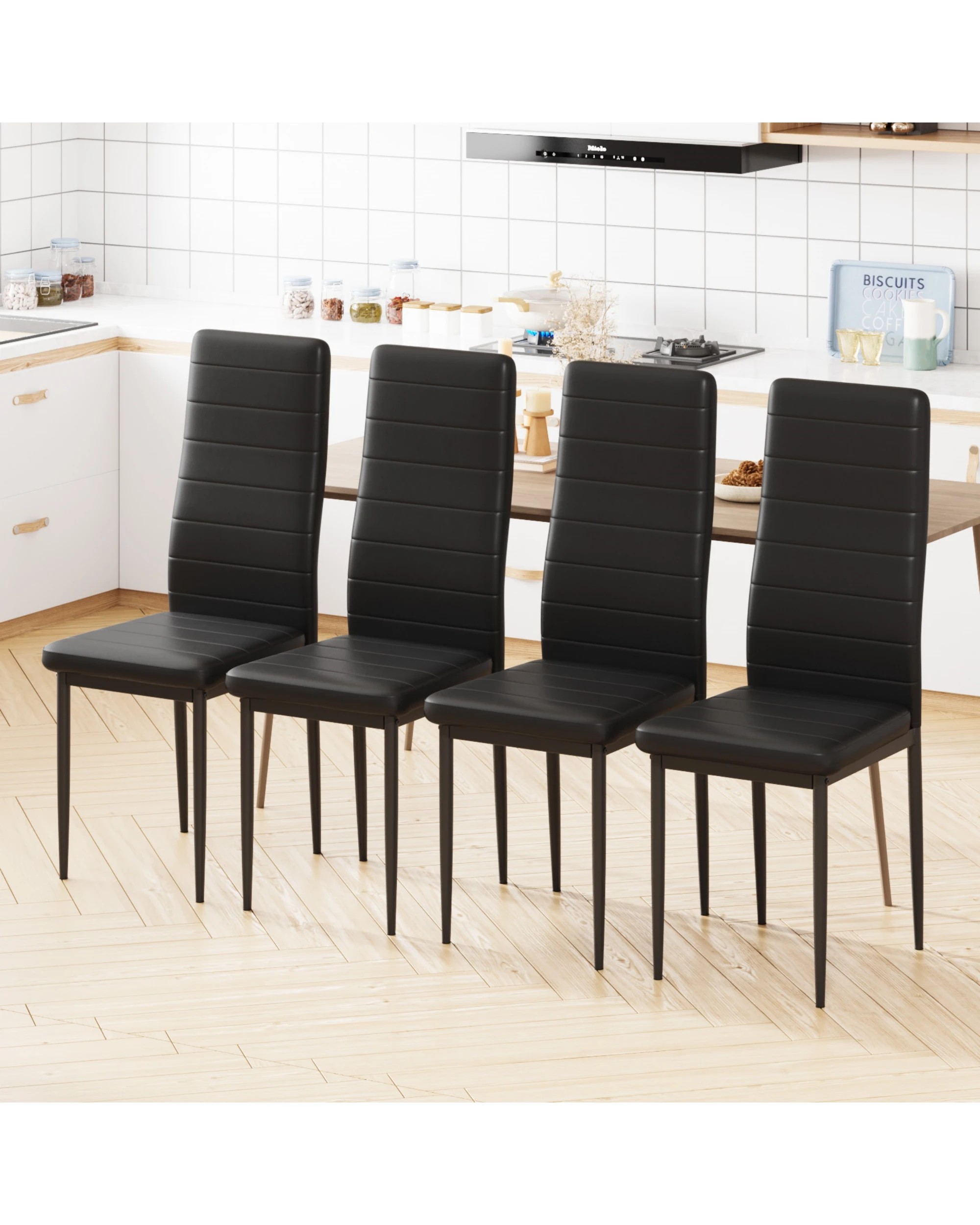 3 Advwin Set of 6 Dining Chairs Padded Seat Leather, 3 of 7