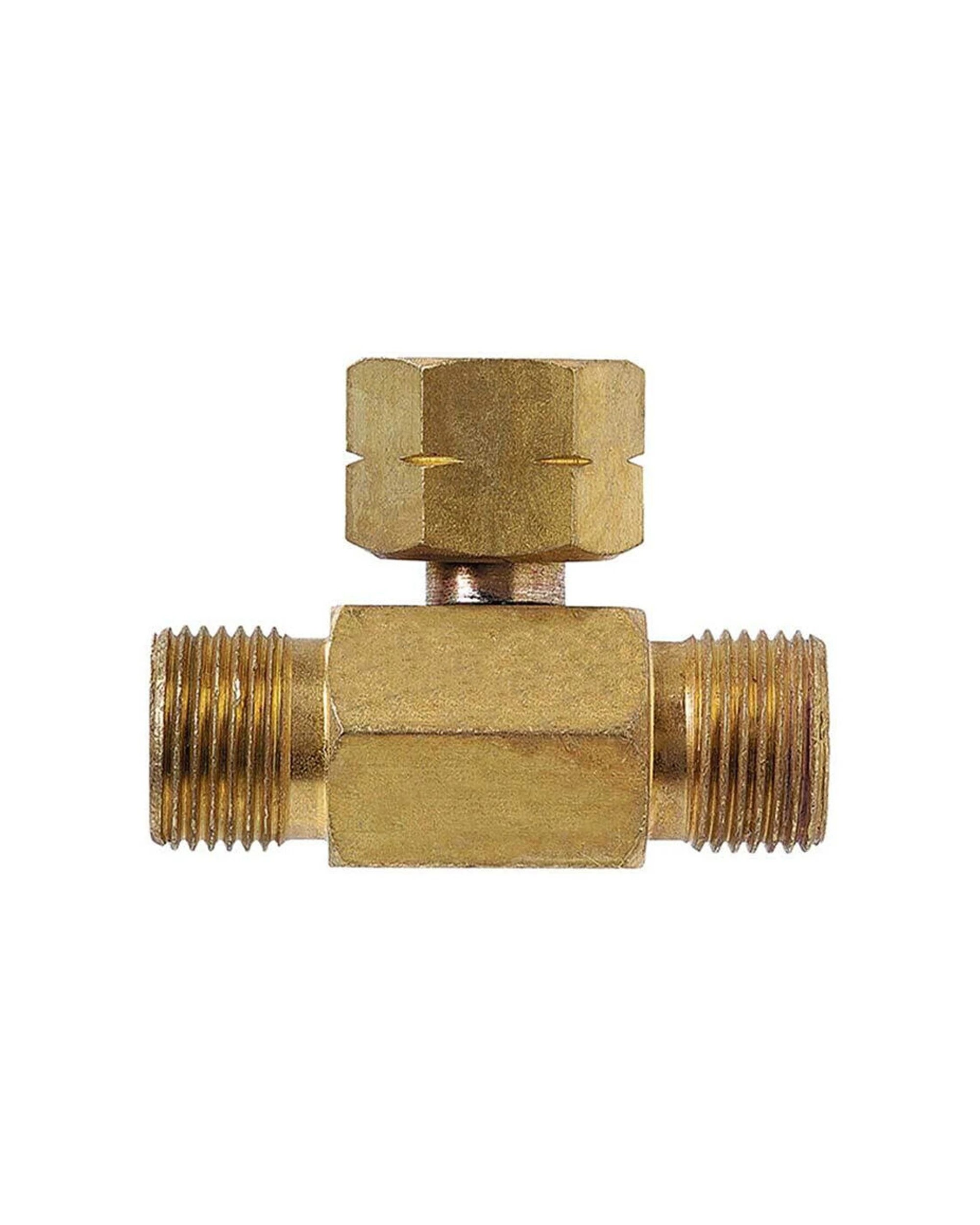 1 Companion Brass Three Eighths LH To Dual Three Eighths LH Double Gas Adaptor - Gold, 1 of 1