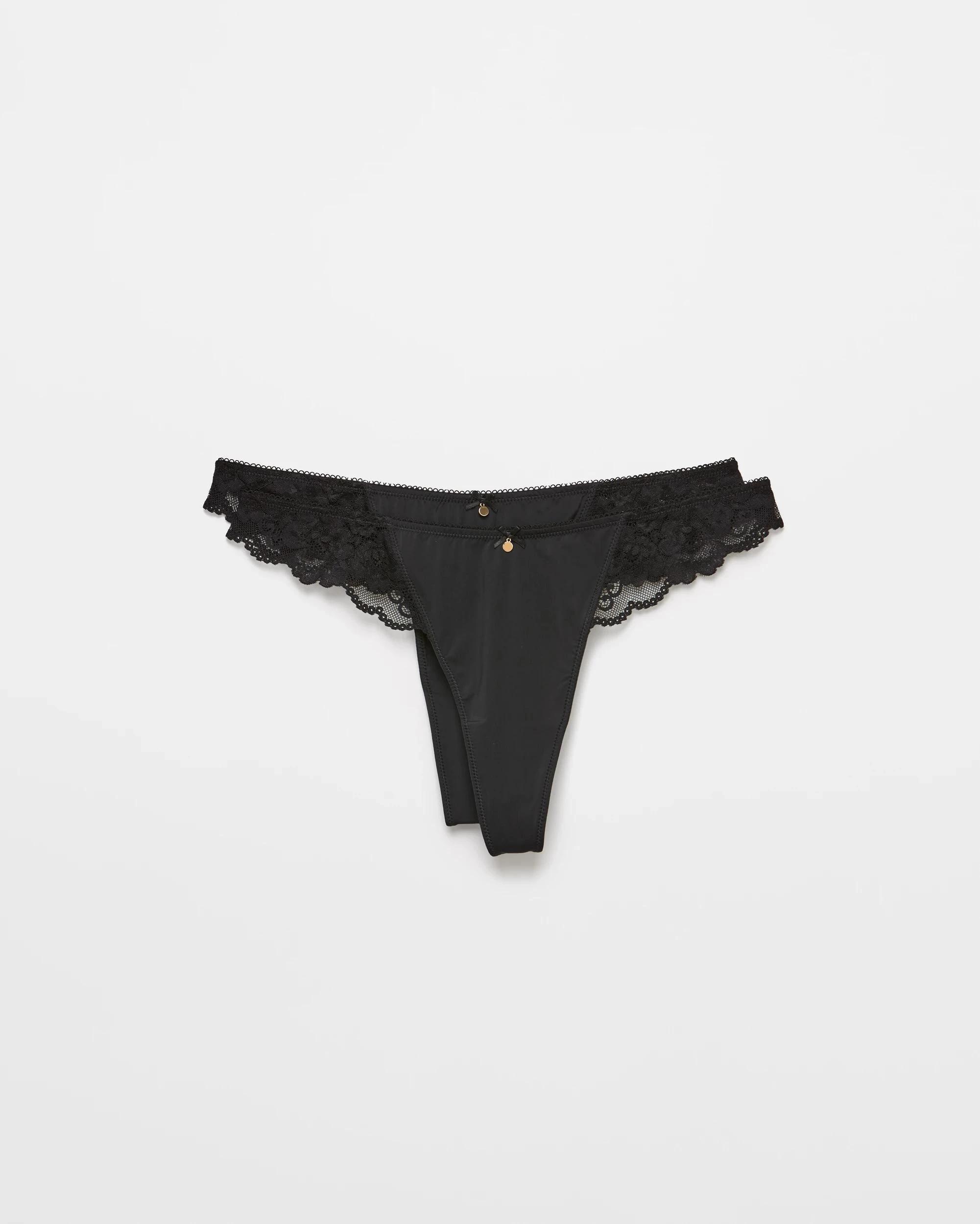 1 Target Woman Lara 2 Pack Lace Trim G-String Briefs BLACK, 1 of 3