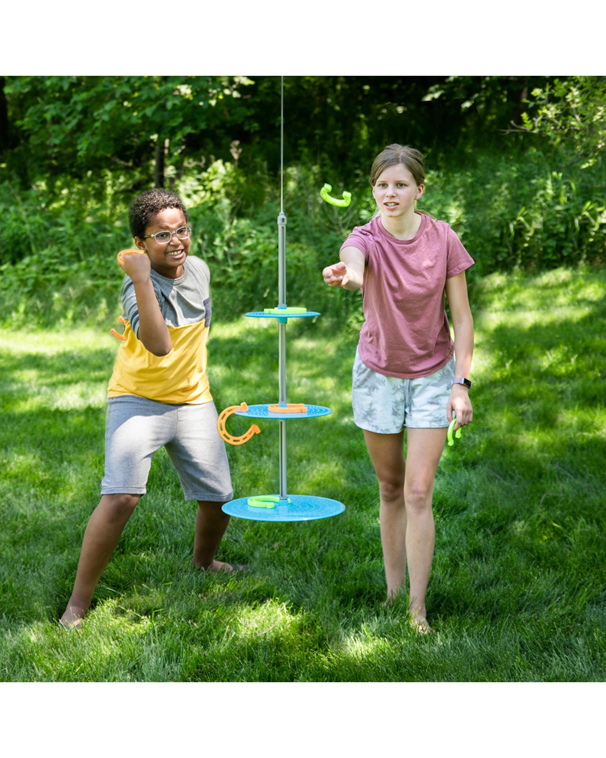 3 Fat Brain Toy Co. Swingin Shoes Toss Horseshoes Suspended Pole Kids Play Game - Multi, 3 of 6