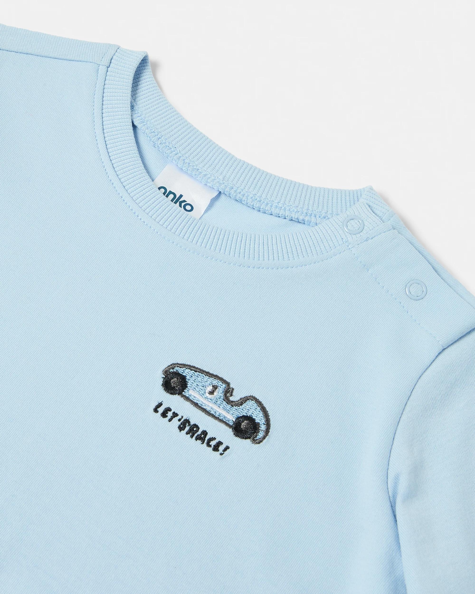 3 Cotton Long Sleeve T-shirt Blu Car, 3 of 3
