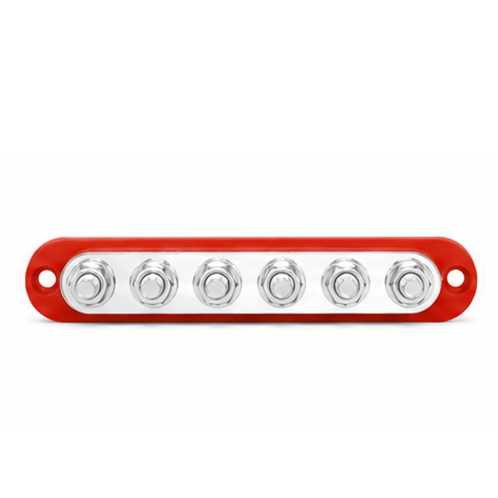 3 VoltX 300A 6-Gang M8 Bus Bar, Red, 12V Power Distribution, 3 of 10