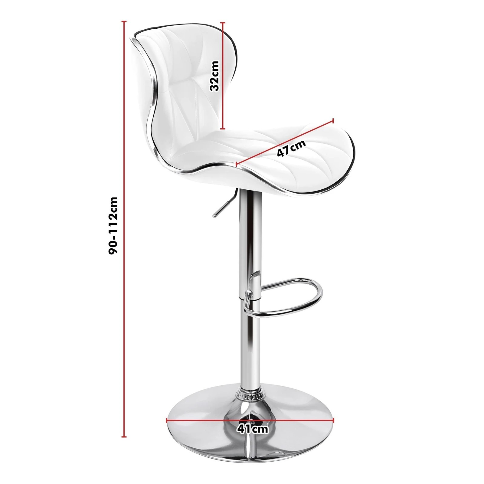 3 Alfordson 2x Bar Stools Luna Kitchen Swivel chair Leather Gas lift - White, 3 of 10
