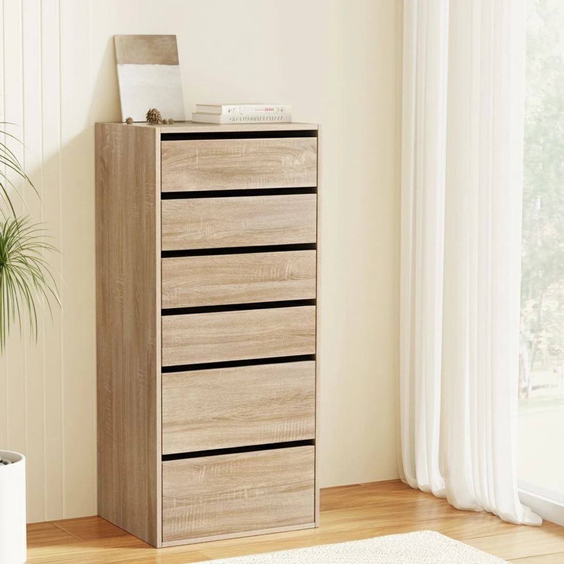 8 Artiss 6 Chest of Drawers Dresser Tallboy Pine - Natural, 8 of 8