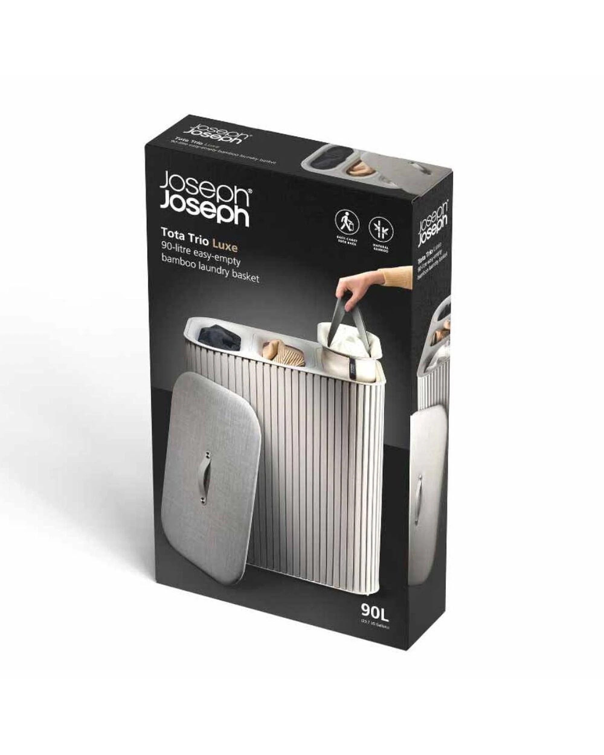 5 Joseph Joseph Tota Trio Luxe 90L Laundry Separation Basket Ecru, 5 of 7
