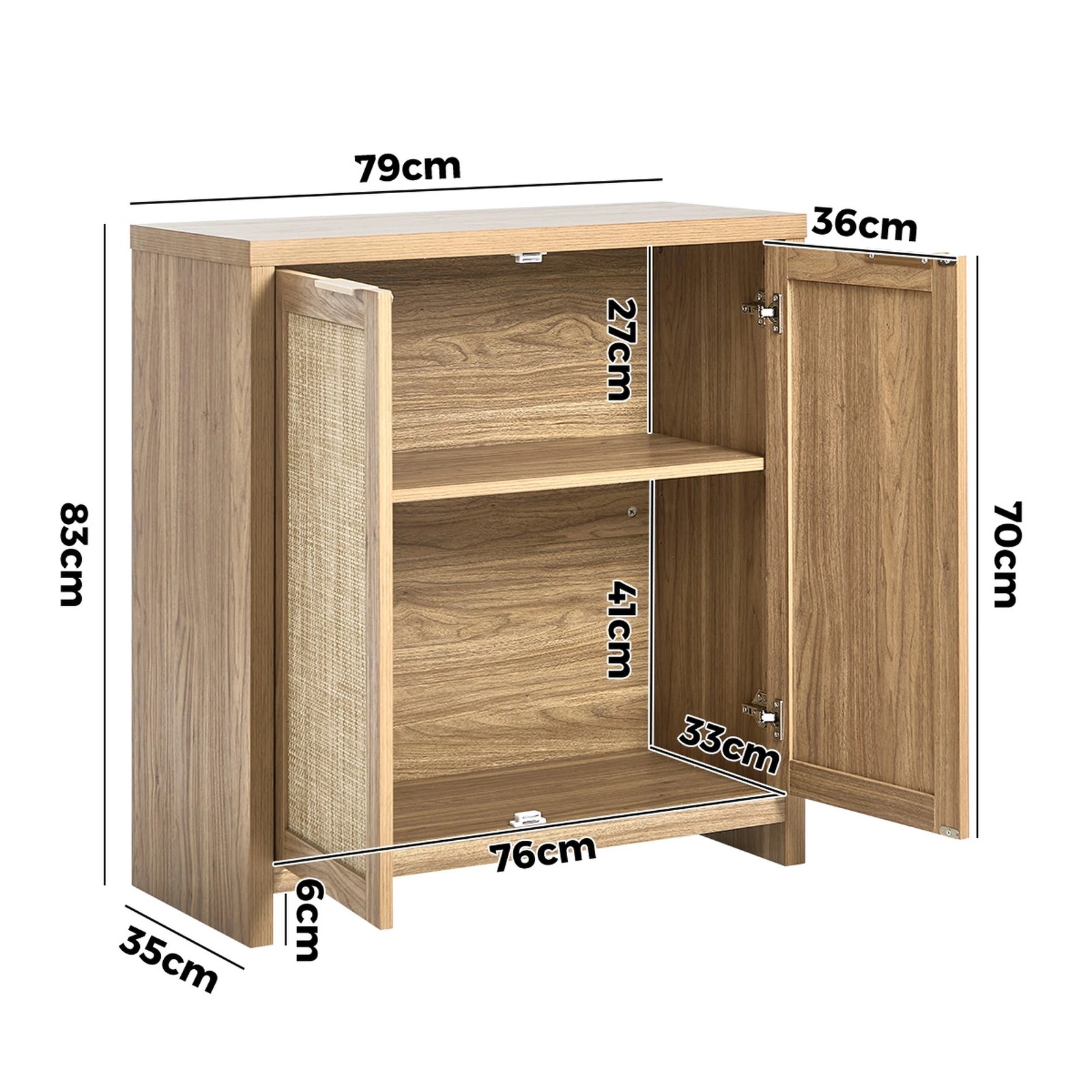 2 Oikiture 2x Rattan Buffet Sideboard Storage Cabinet - Natural, 2 of 9