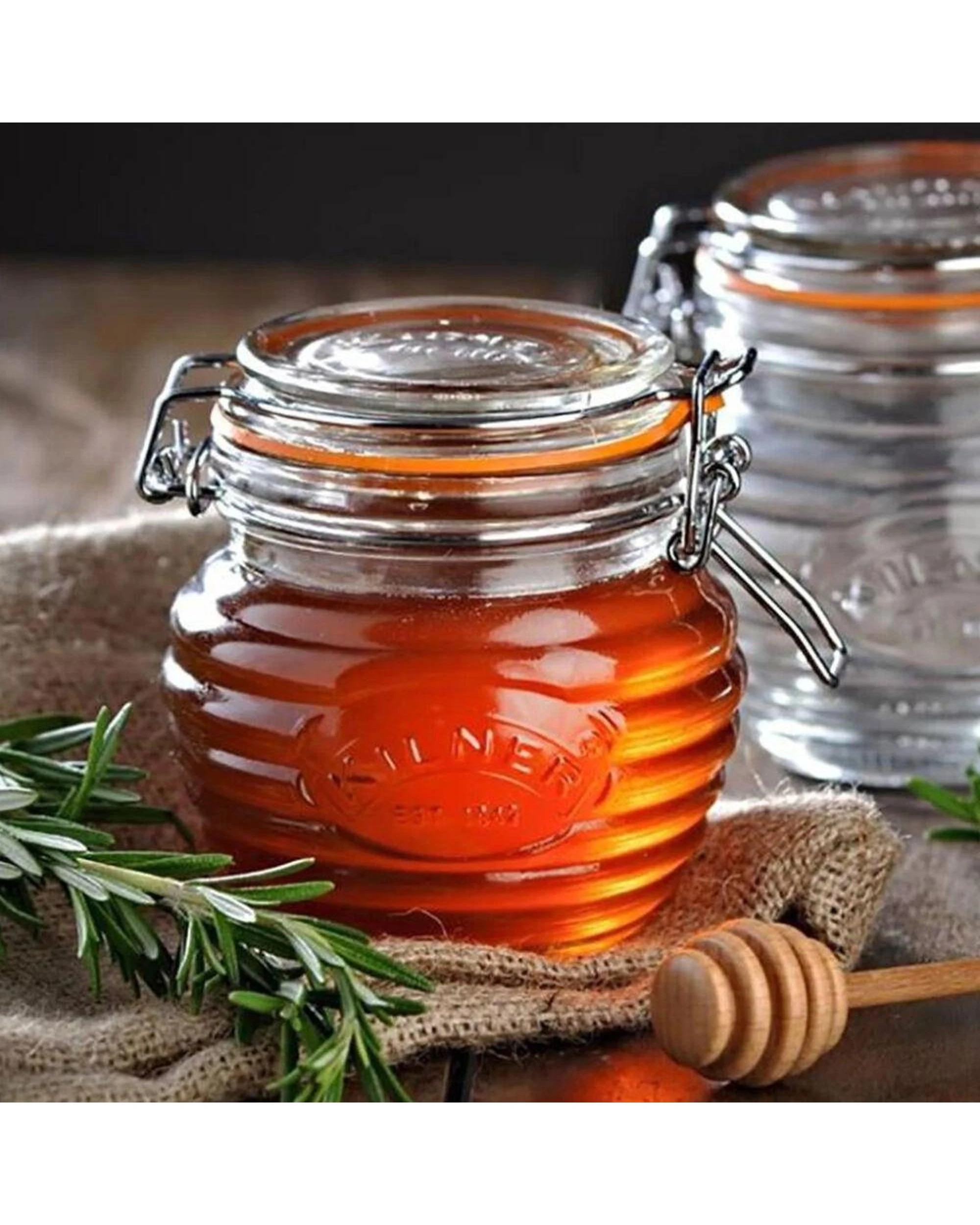2 Kilner Honey Pot with Beechwood Dipper 400ml - Clear, 2 of 7