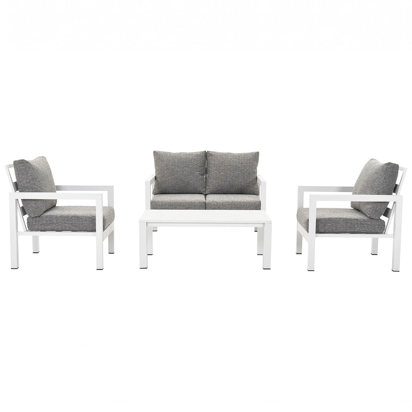 3 Moda Living Manly 4 Seater White Aluminium Sofa Lounge Set - Textured Grey Cushions - White, 3 of 10
