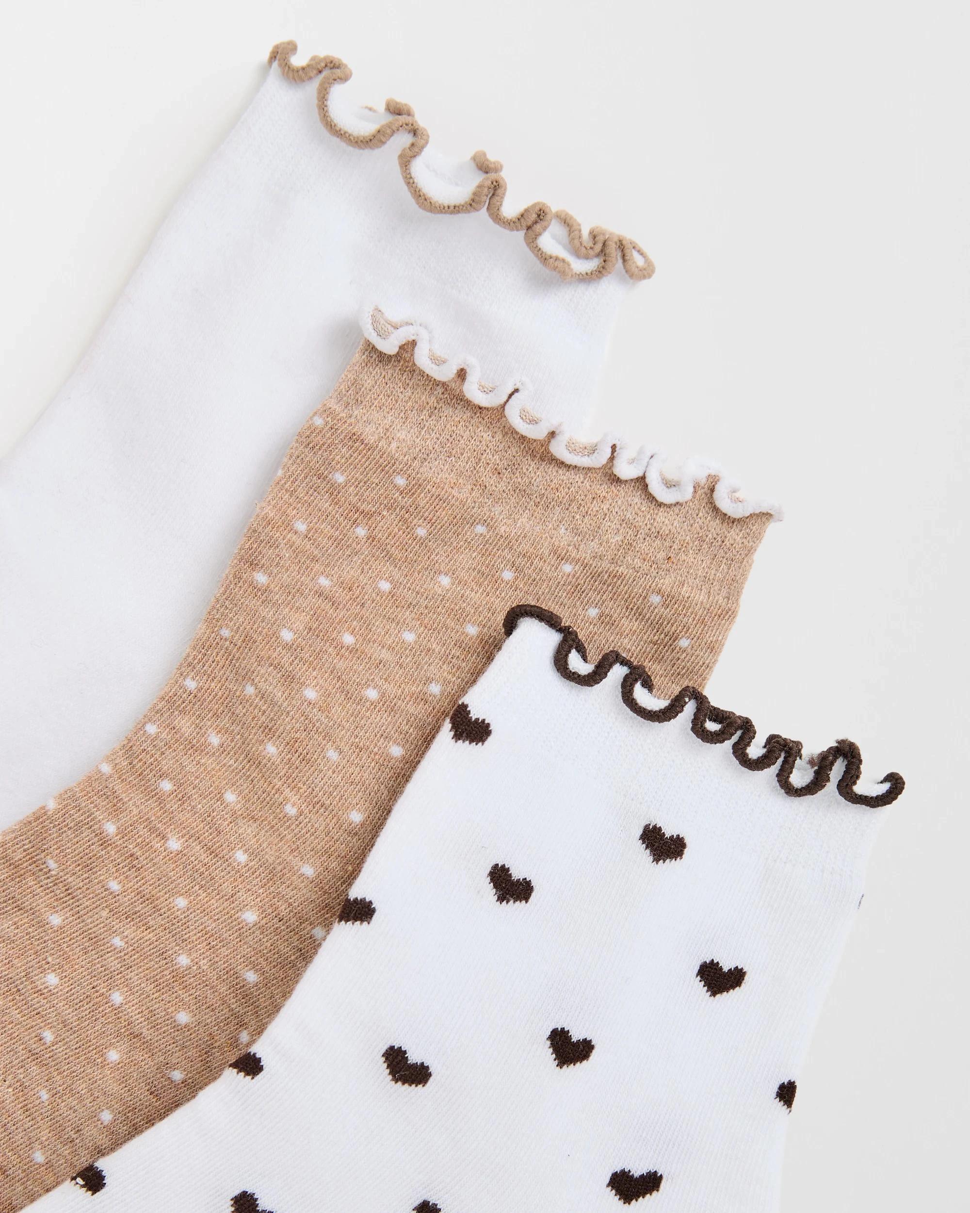 2 Target Woman Australian Cotton Blend 3 Pack Crew Socks with Frill NEUTRAL, 2 of 3