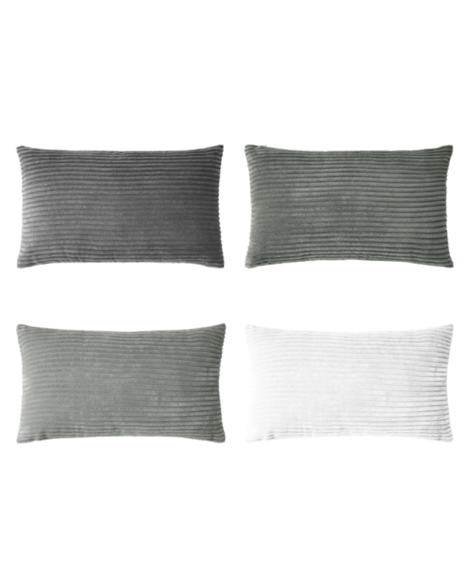 3 Gioia Casa 4-Pack Corduroy Velvet Cushion Covers 30x50cm - Grey, 3 of 5