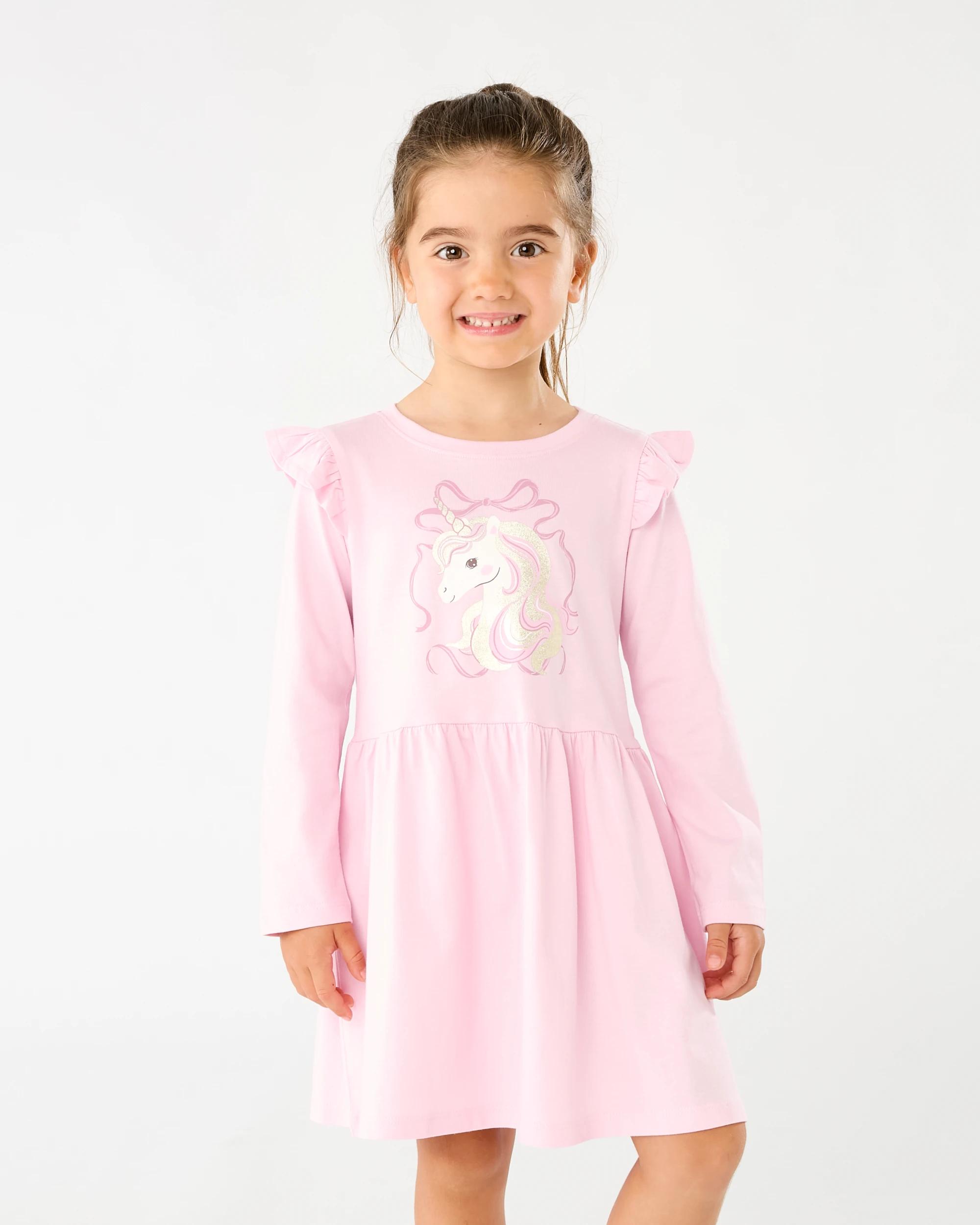 1 Long Sleeve Jersey Dress Pnk Unicrn, 1 of 8