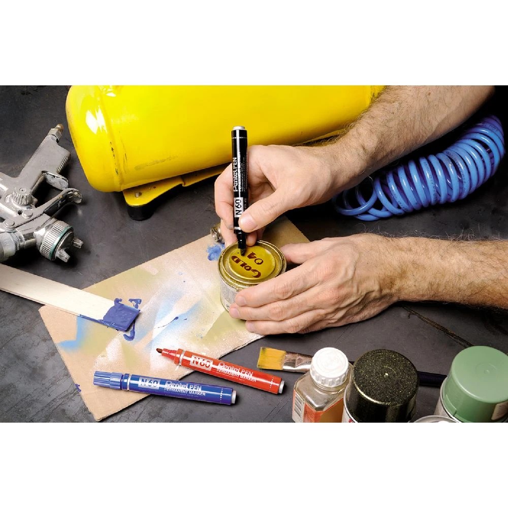 3 Pentel N60 Permanent Marker Chisel Tip Blue, 3 of 4