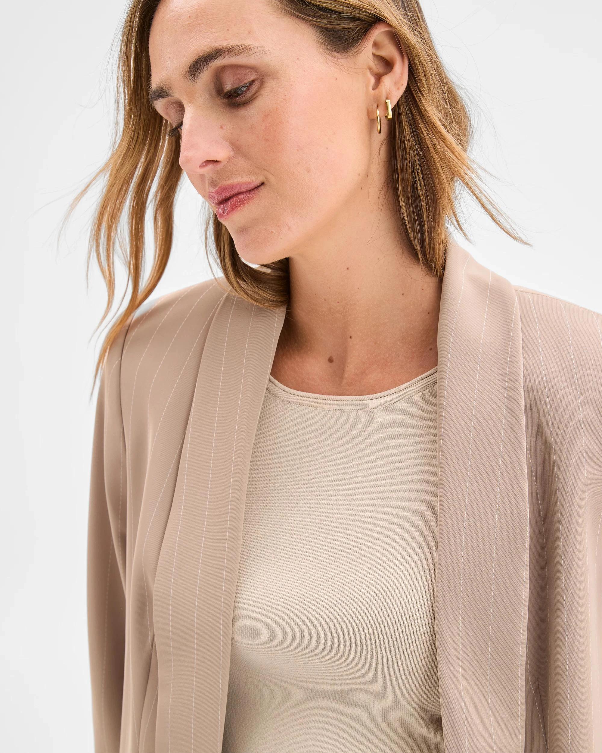 3 Preview Ruched Sleeve Blazer WEATHERED TEAK STRIPE, 3 of 7