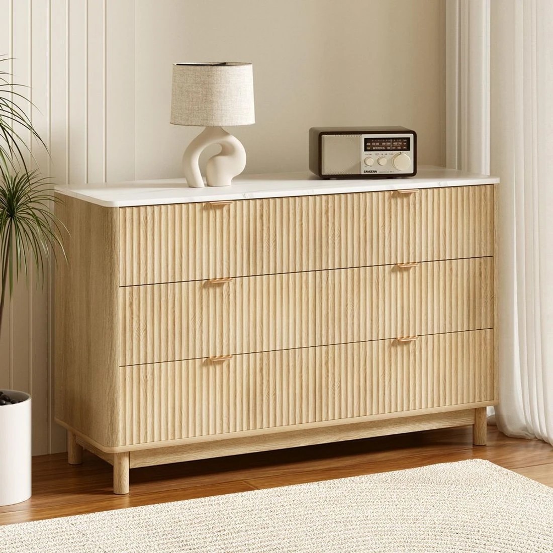 3 Artiss 6 Chest of Drawers Dresser Table - Brown, 3 of 10