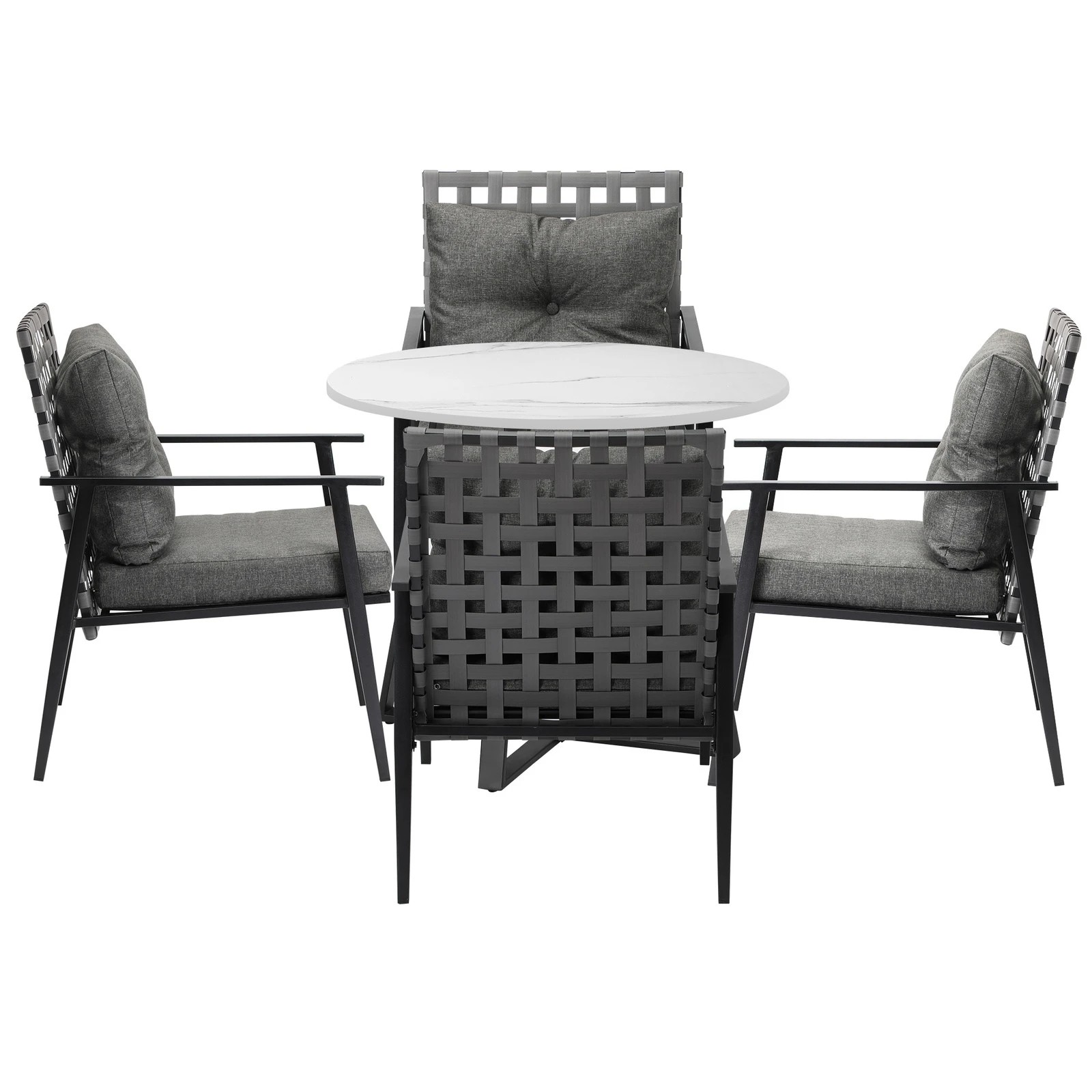8 Livsip Outdoor Dining Set 4 Seater Marble Table Patio Furniture Rattan Armchair - Multi, 8 of 9
