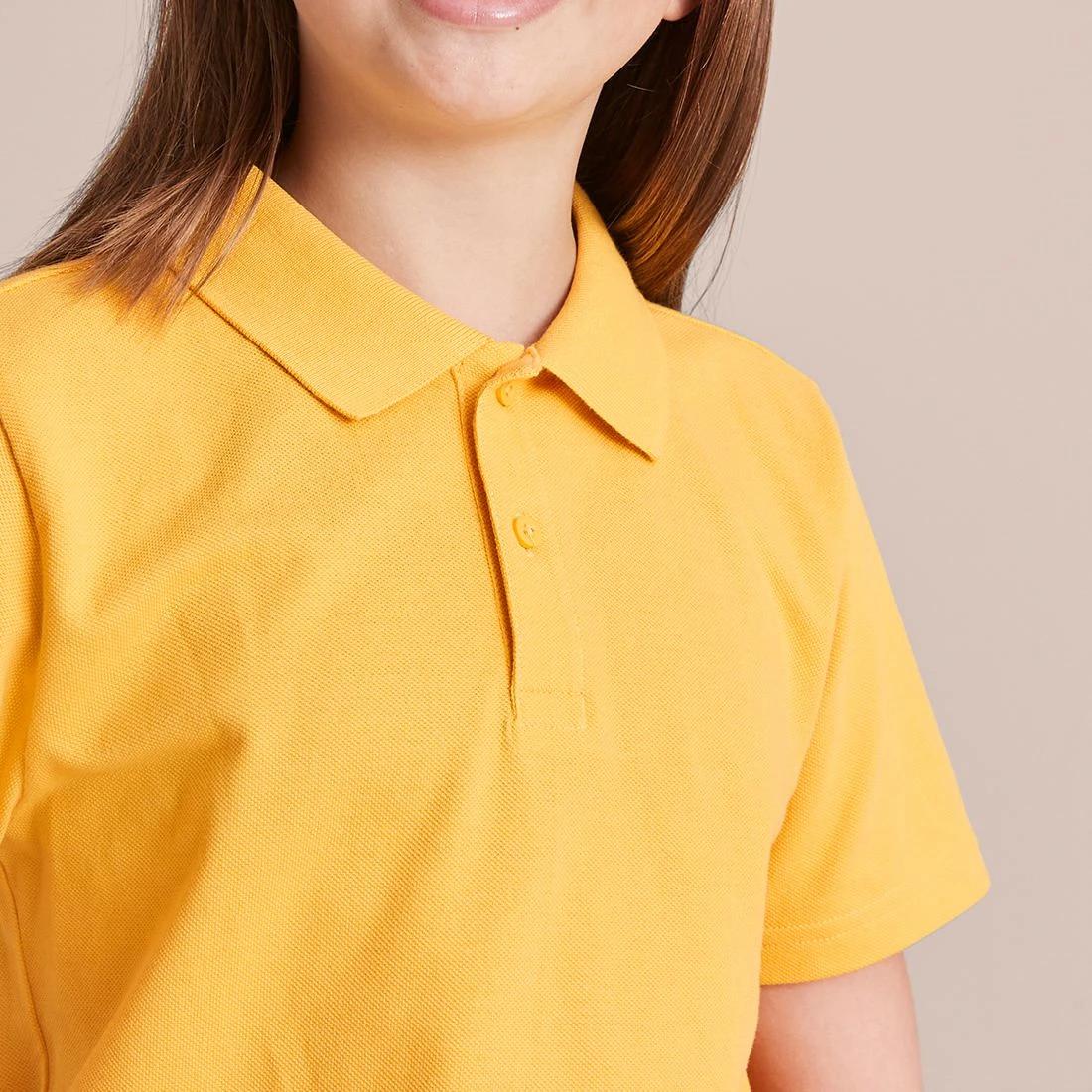 8 Target Youth Short Sleeve School Polo — Cotton-rich, Stain-release, Button-down Collar, Size 5-6, White GOLD, 8 of 10