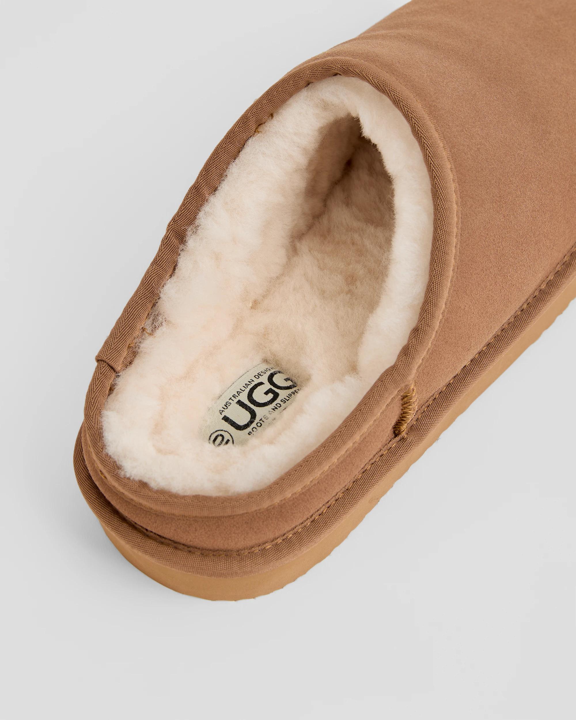 3 Australian Design Ugg Boots and Slippers Australian Design Ugg Sheepskin and Leather Slipper Scuff CHESTNUT, 3 of 3