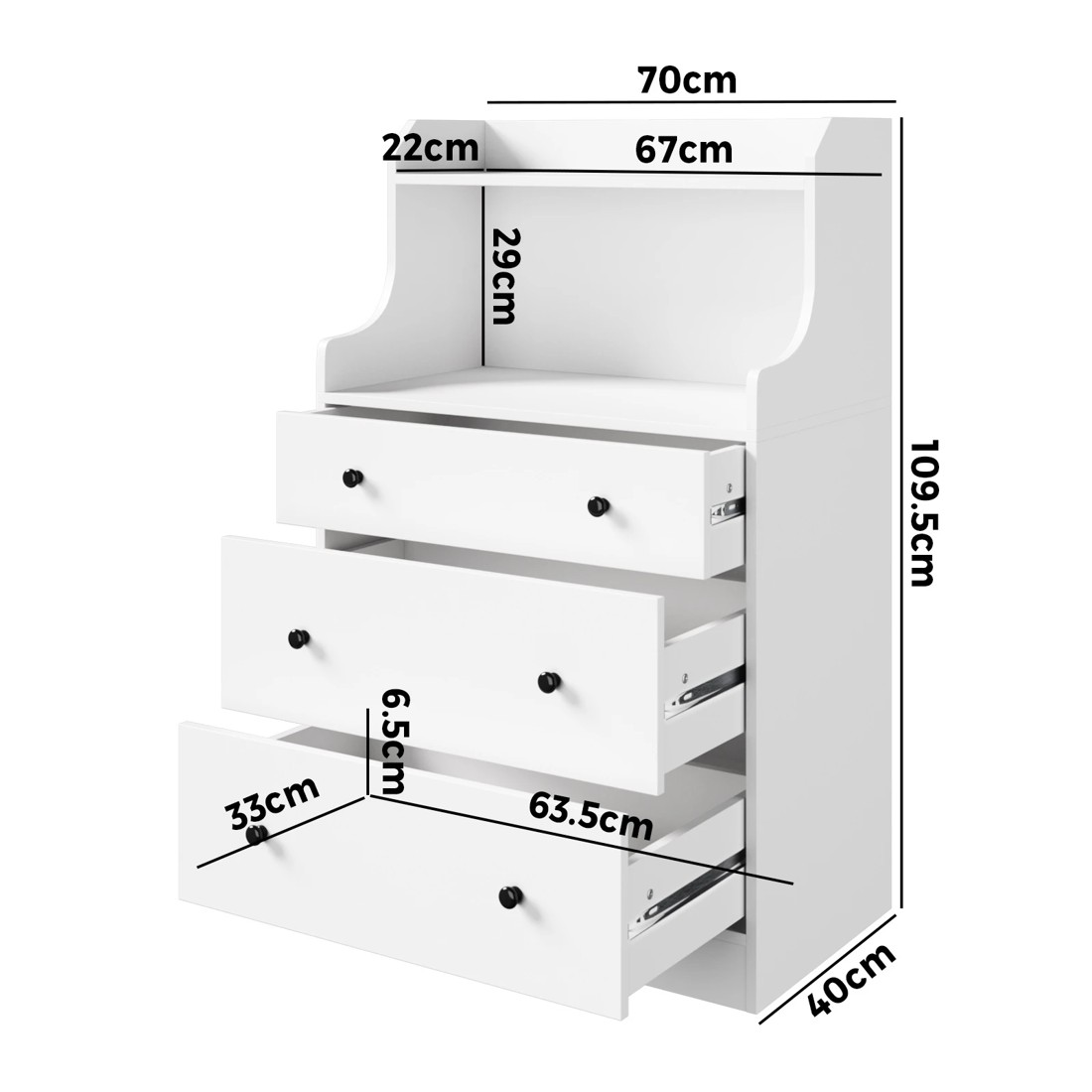 9 Oikiture Sideboard Buffet 3 Chest Of Drawers
 - White, 9 of 10