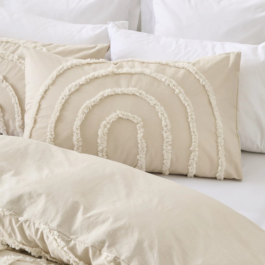 2 Avery Cotton Quilt Cover Set - Super King Bed, Beige, 2 of 6