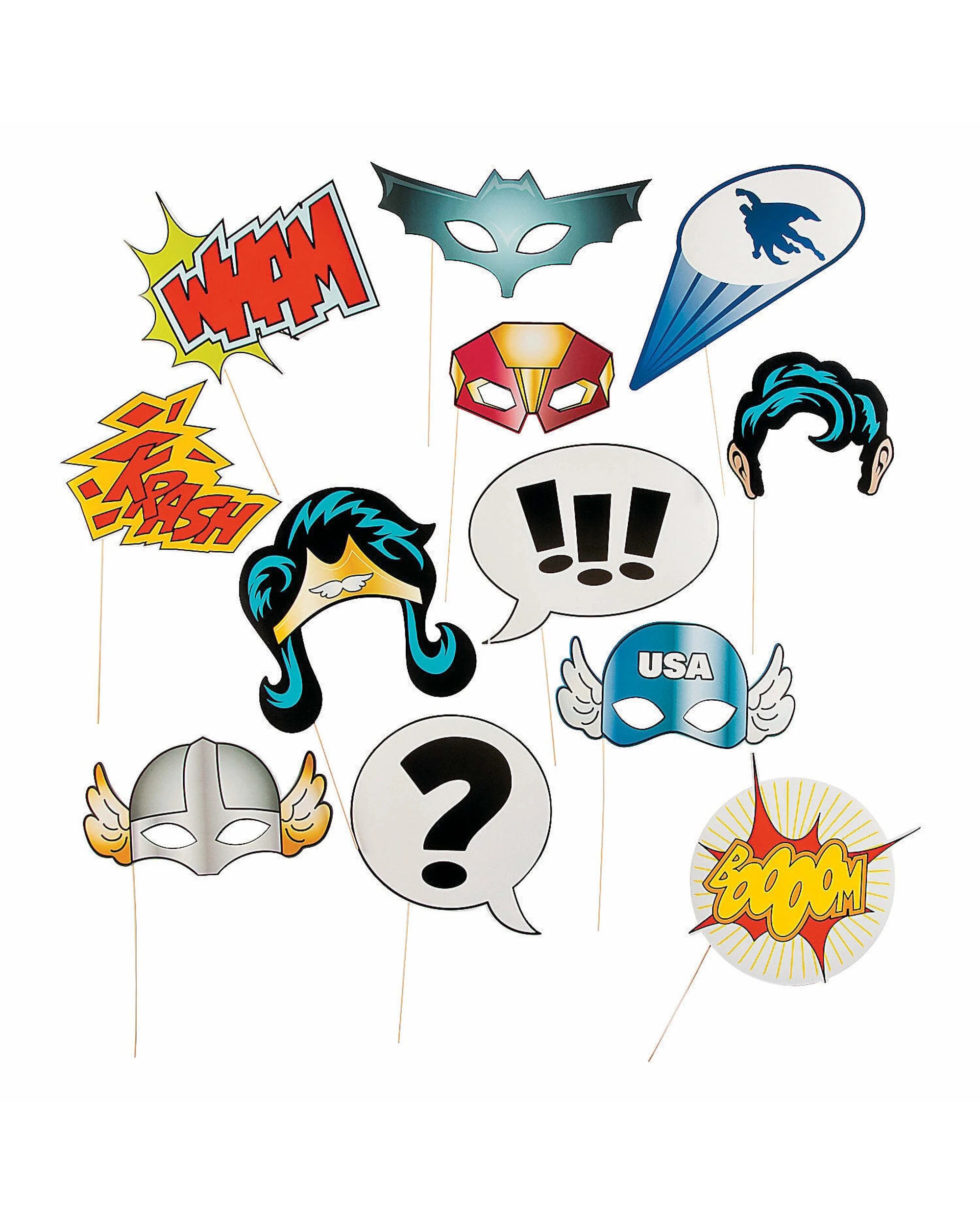 1 Fun Express Superhero Photo Props Pack of 12 - Multi, 1 of 2