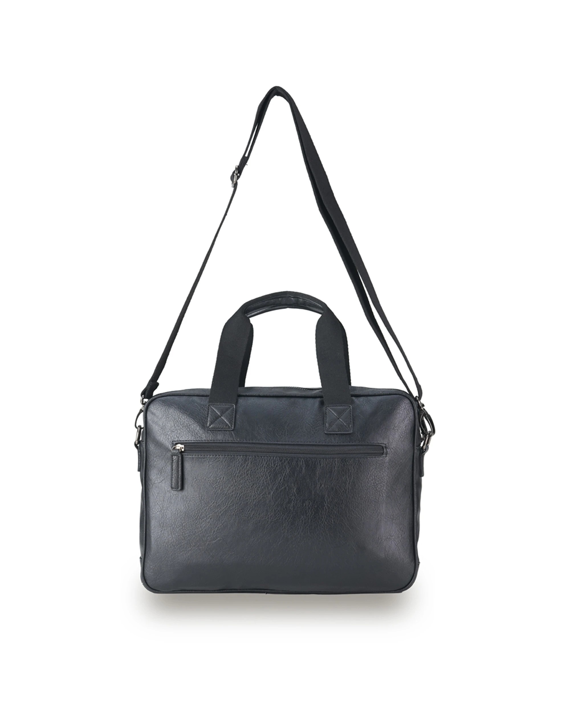 2 Tosca Vegan Leather Briefcase Adjustable Strap - Black, 2 of 3