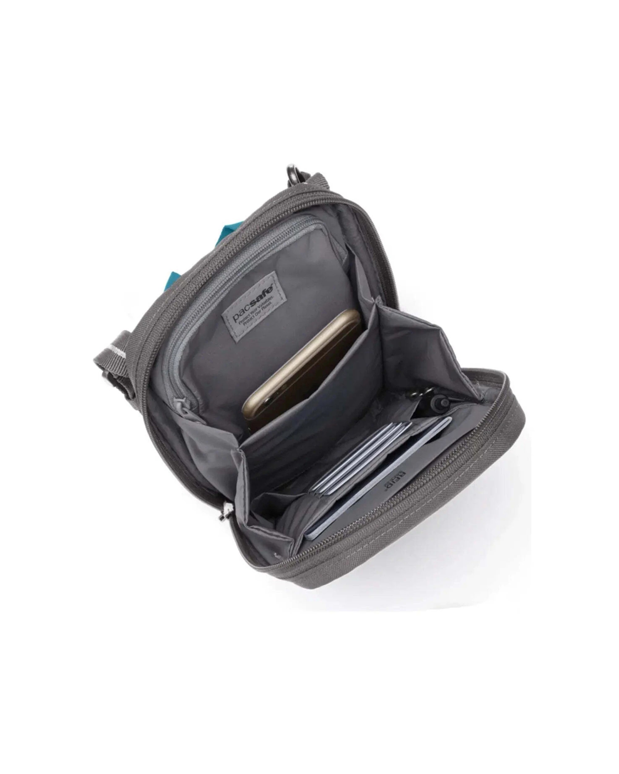 3 Pacsafe RFIDsafe Tech Crossbody RFID Blocking Anti-Theft Compact Water Stone - Grey, 3 of 8