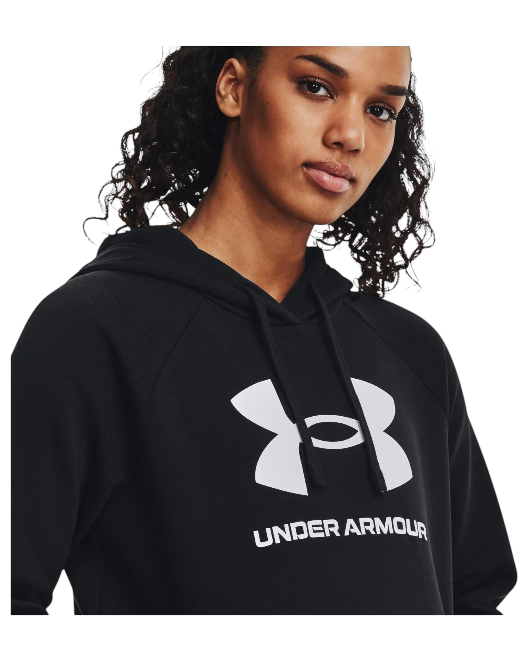 3 Under Armour Womens Rival Fleece Black/ White Big Logo Hoodie BLACK, 3 of 6