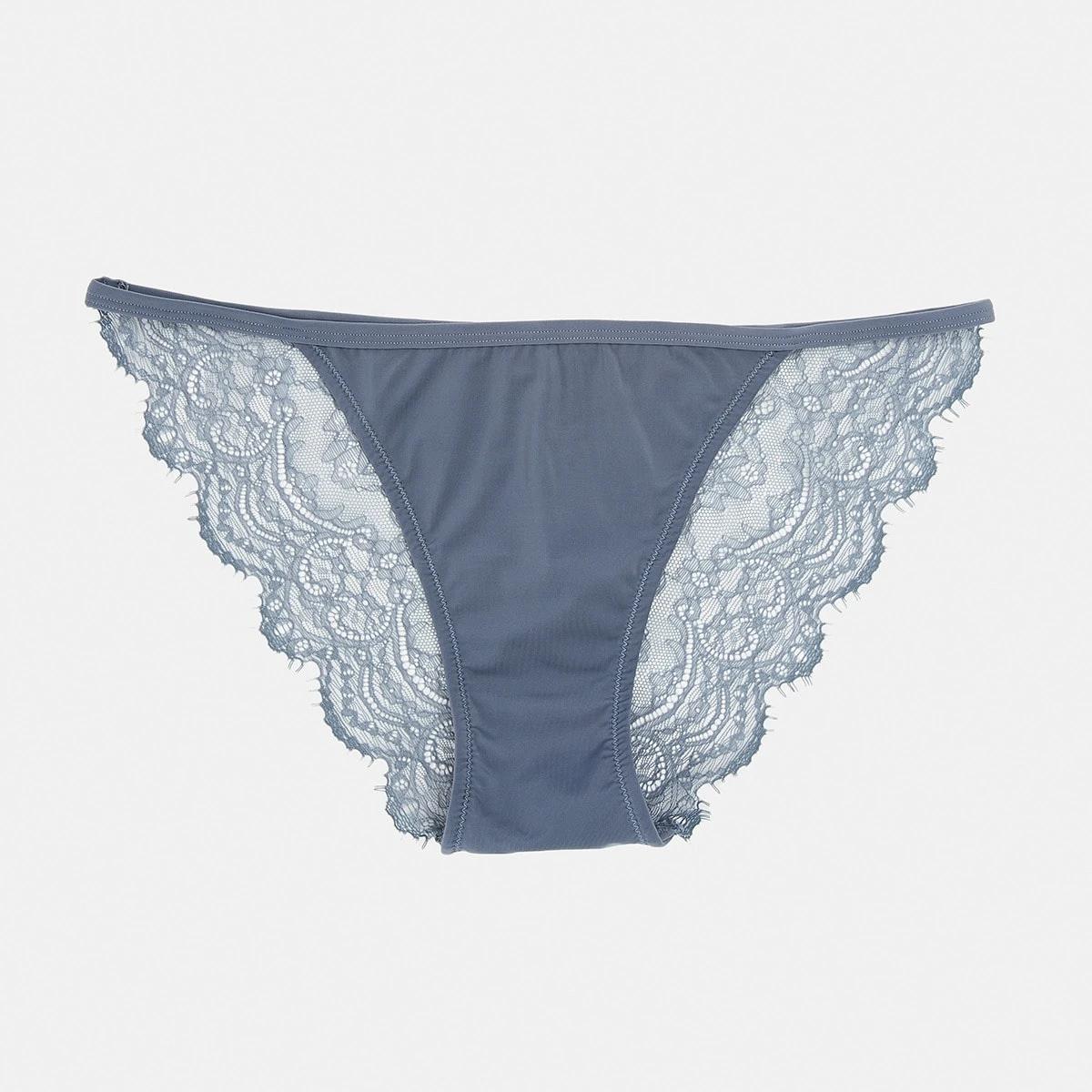 1 Co-ordinated Lace Bikini Briefs Steel Grey, 1 of 6