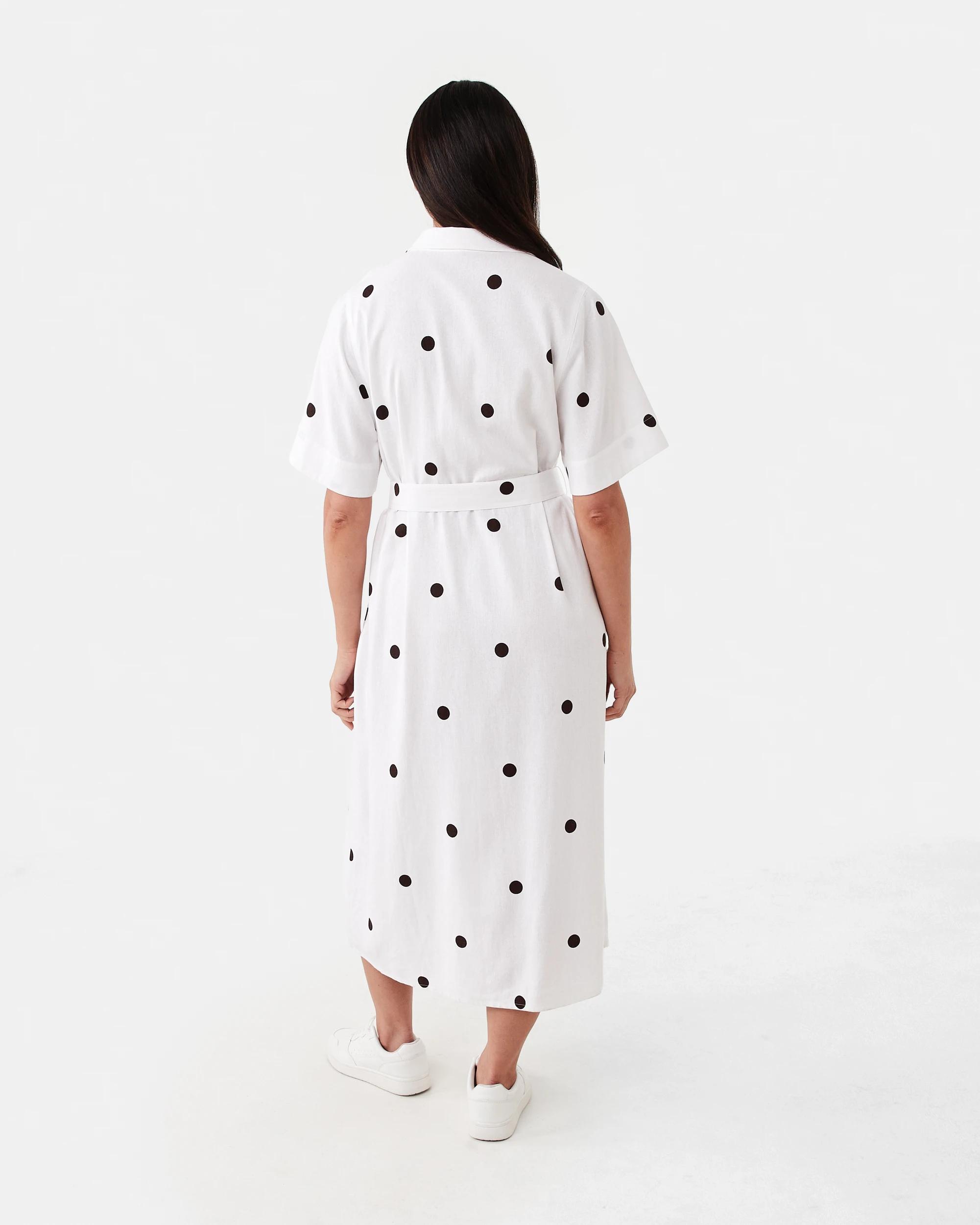 3 Short Sleeve Belted Midi Shirt Dress Choc Spot, 3 of 8