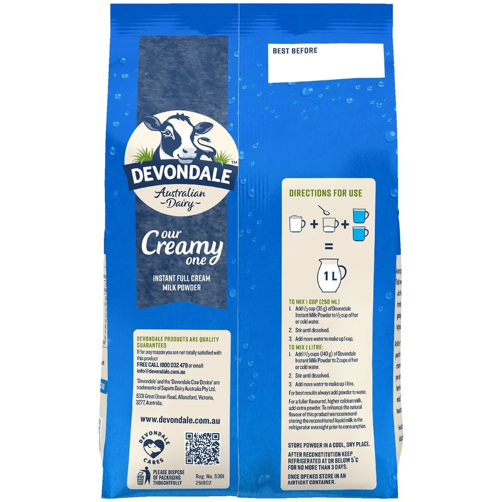 5 Devondale Instant Full Cream Milk Powder 1kg, 5 of 5
