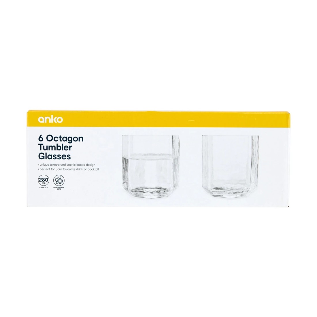 6 6 Clear Octagon Tumbler Glasses, 6 of 6