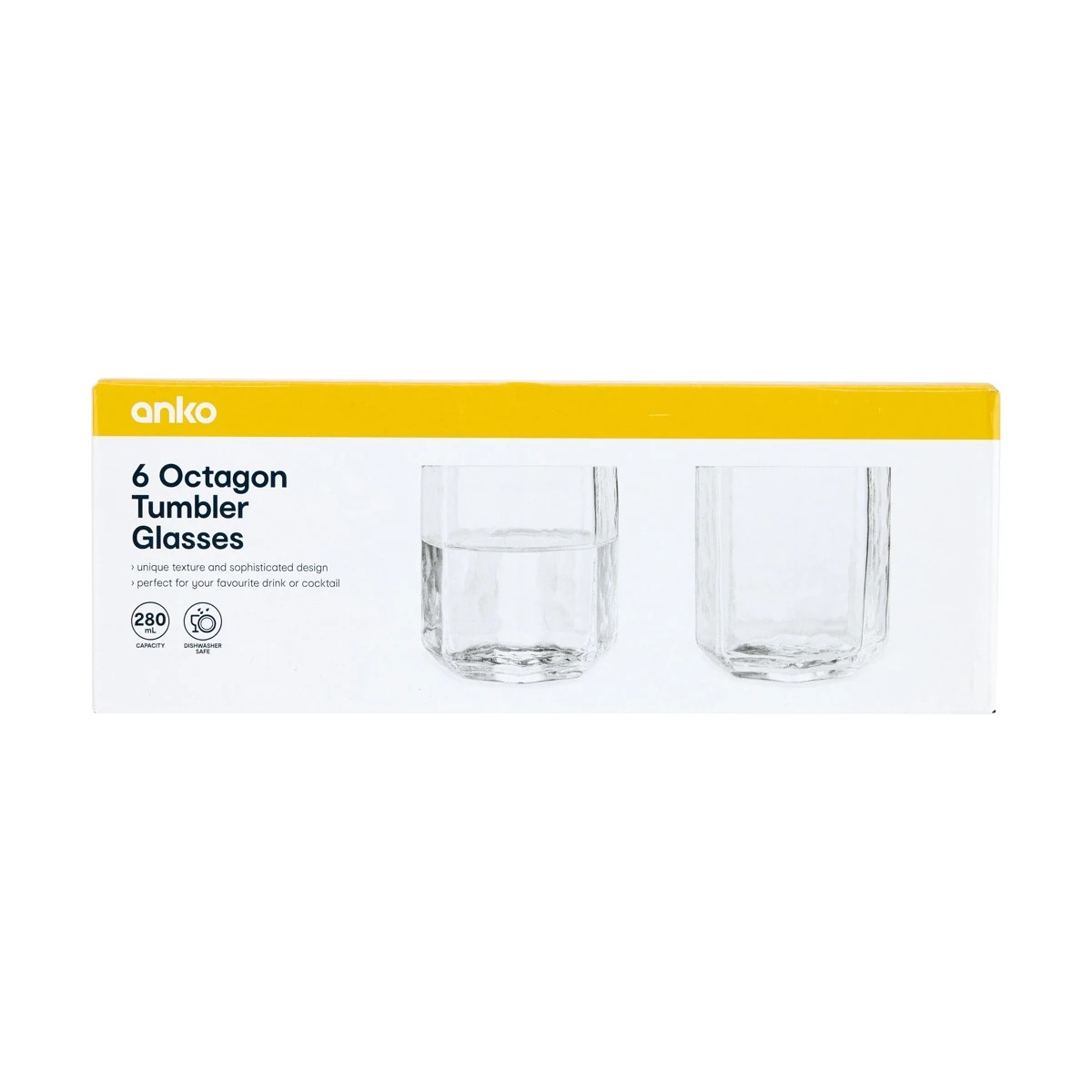 6 6 Clear Octagon Tumbler Glasses, 6 of 6