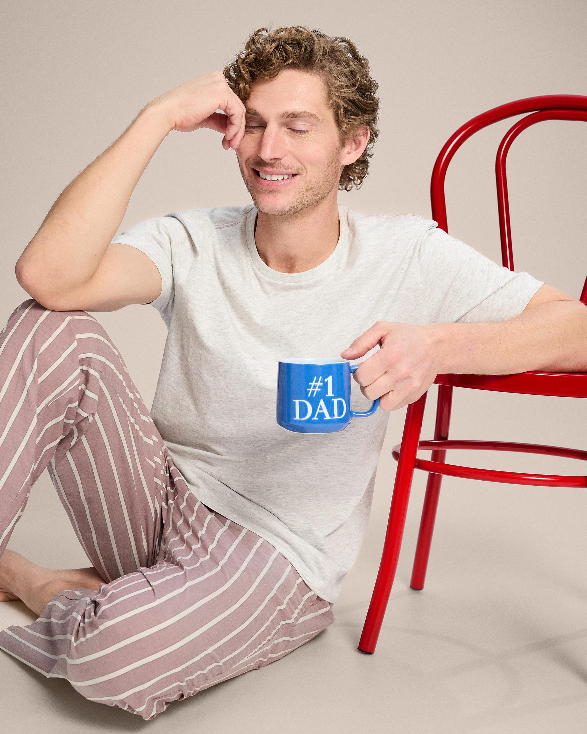 1 Target Mens Australian Cotton Jersey/poplin Pyjama Set GREY MARLE/ RED STRIPE, 1 of 8