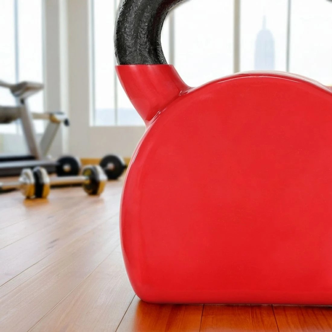 6 Everfit 24kg Kettlebell Weightlifting Bench Dumbbells Kettle Bell Gym Home - Red, 6 of 6