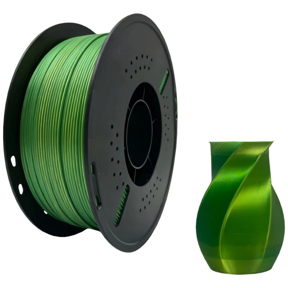 1 Keytek Silk PLA 3D Filament MultiColour Yellow/Green, 1 of 2