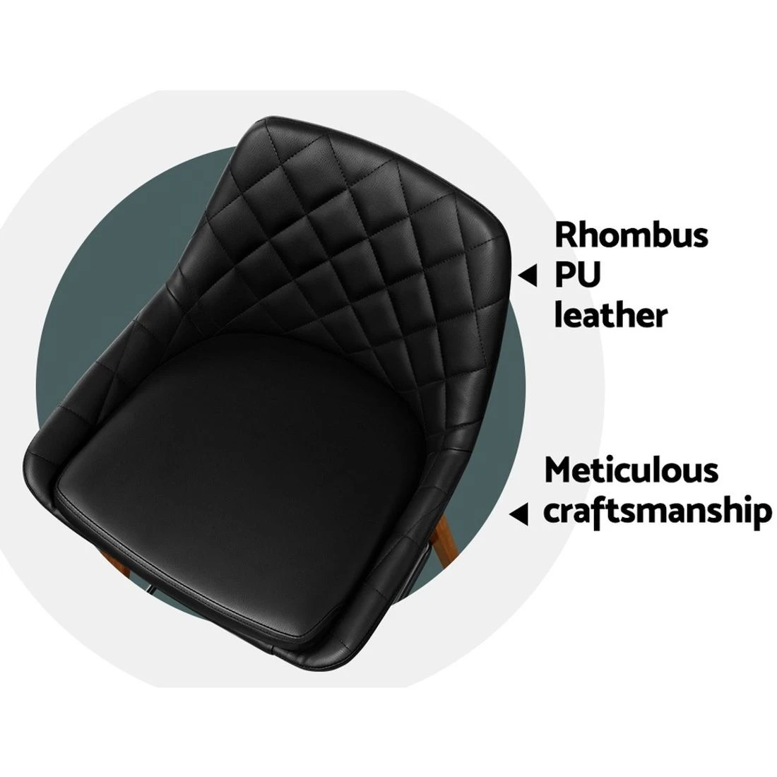 5 Artiss 2x Bar Stools PU Seat - Black, 5 of 5