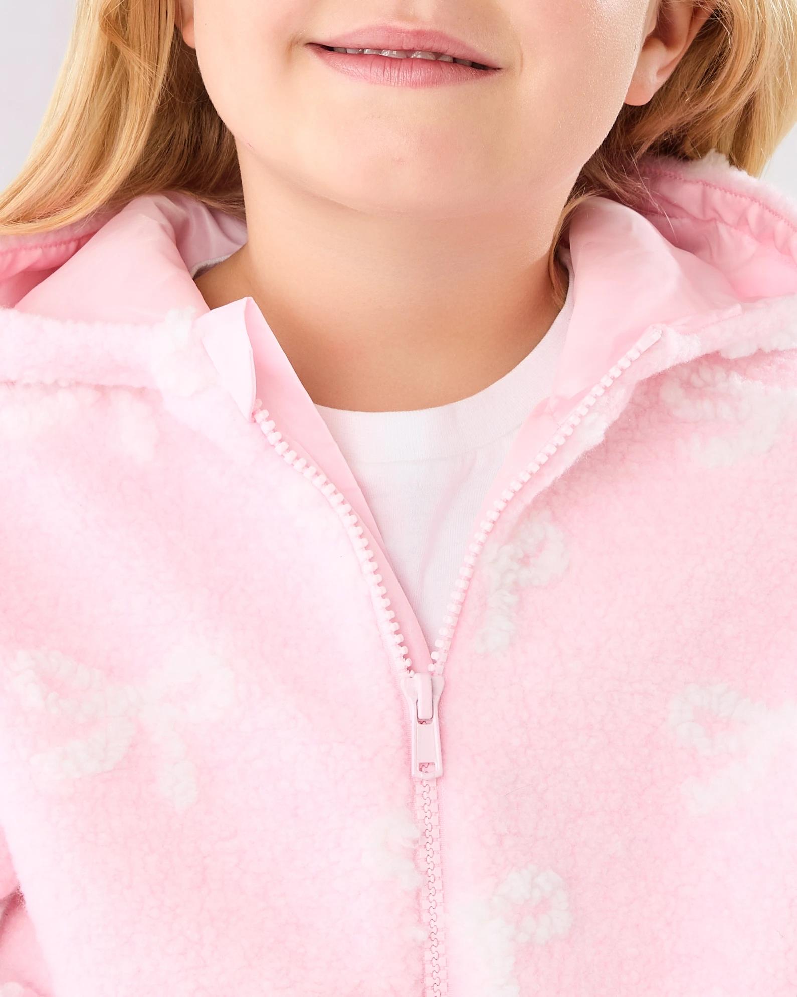 4 Sherpa Lined Zip Through Hoodie Pink Bow, 4 of 7