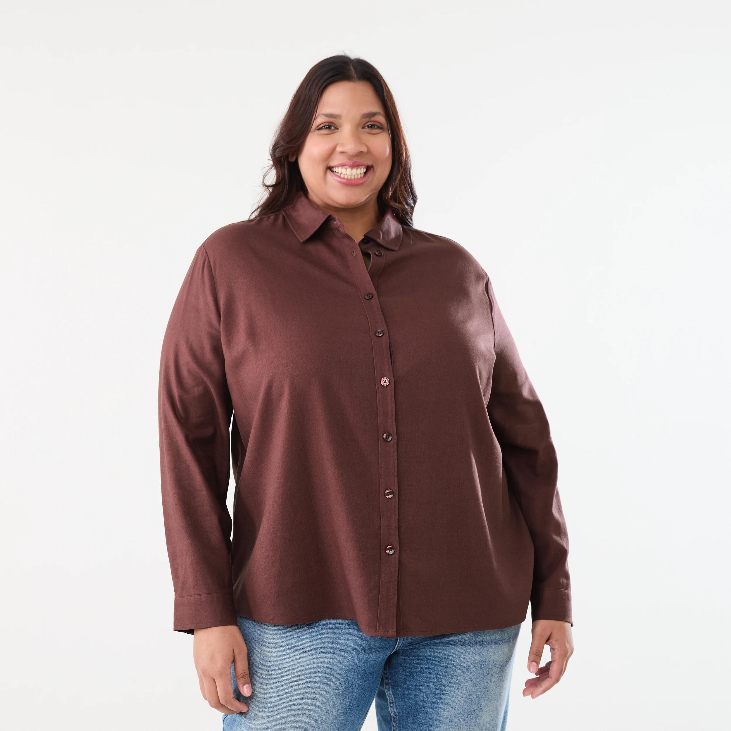 1 Curve Long Sleeve Shirt DARK HENNA, 1 of 6