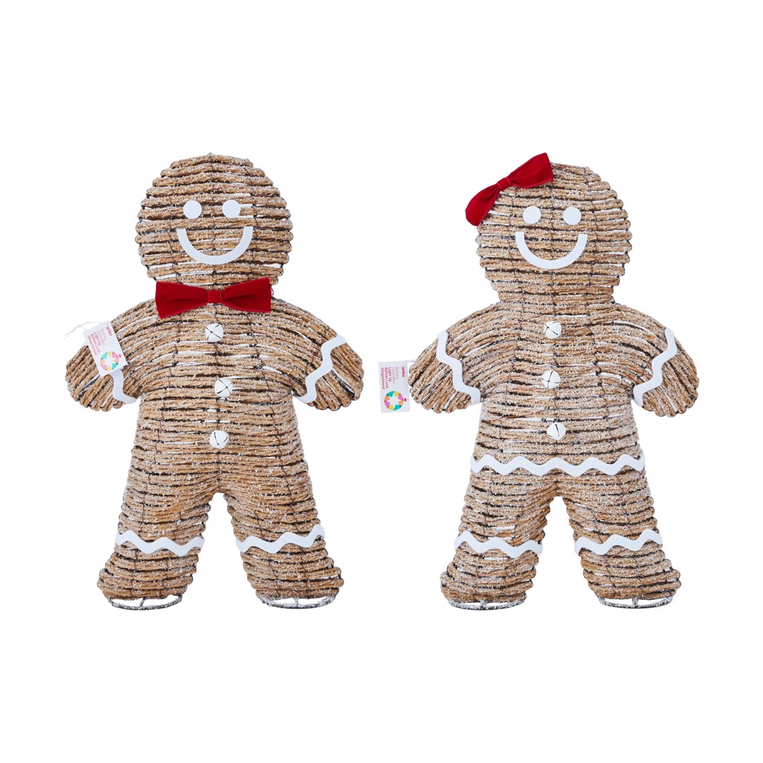 9 Battery Operated Light Up Rattan Look Gingerbread - Assorted, 9 of 9